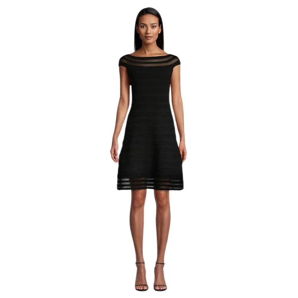 Eliza J Womes Size Large Illusion Ottoman Fit And Flare Dress
